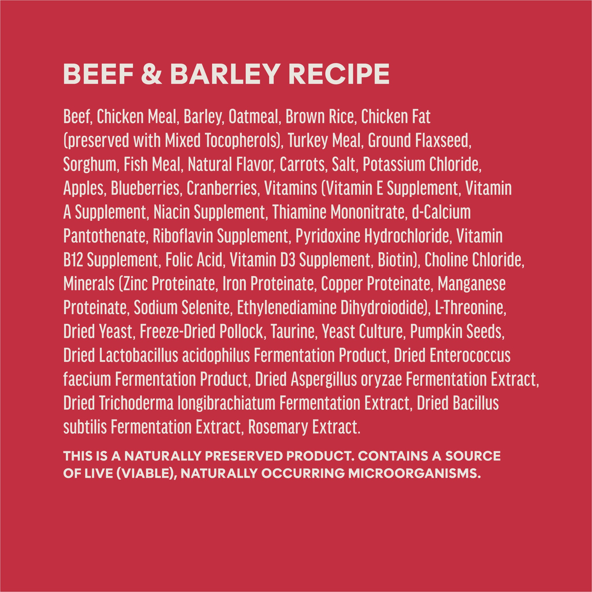 BeNatural Kibble Real Beef & Barley Recipe