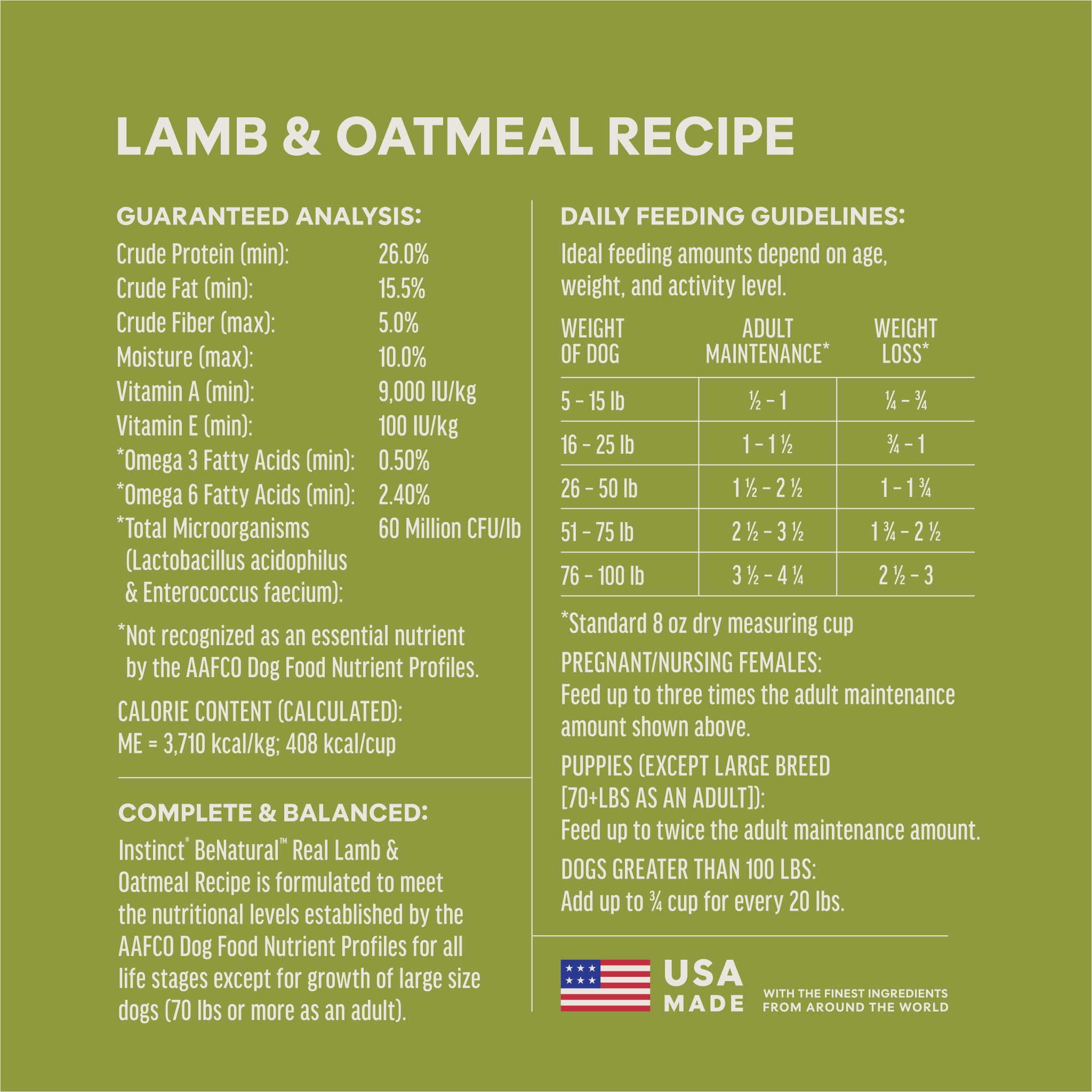 BeNatural Kibble Real Lamb & Oatmeal Recipe