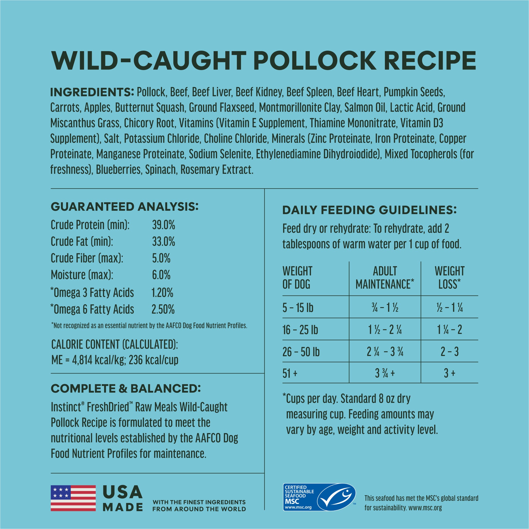 FreshDried Raw Meals Wild-Caught Pollock Recipe